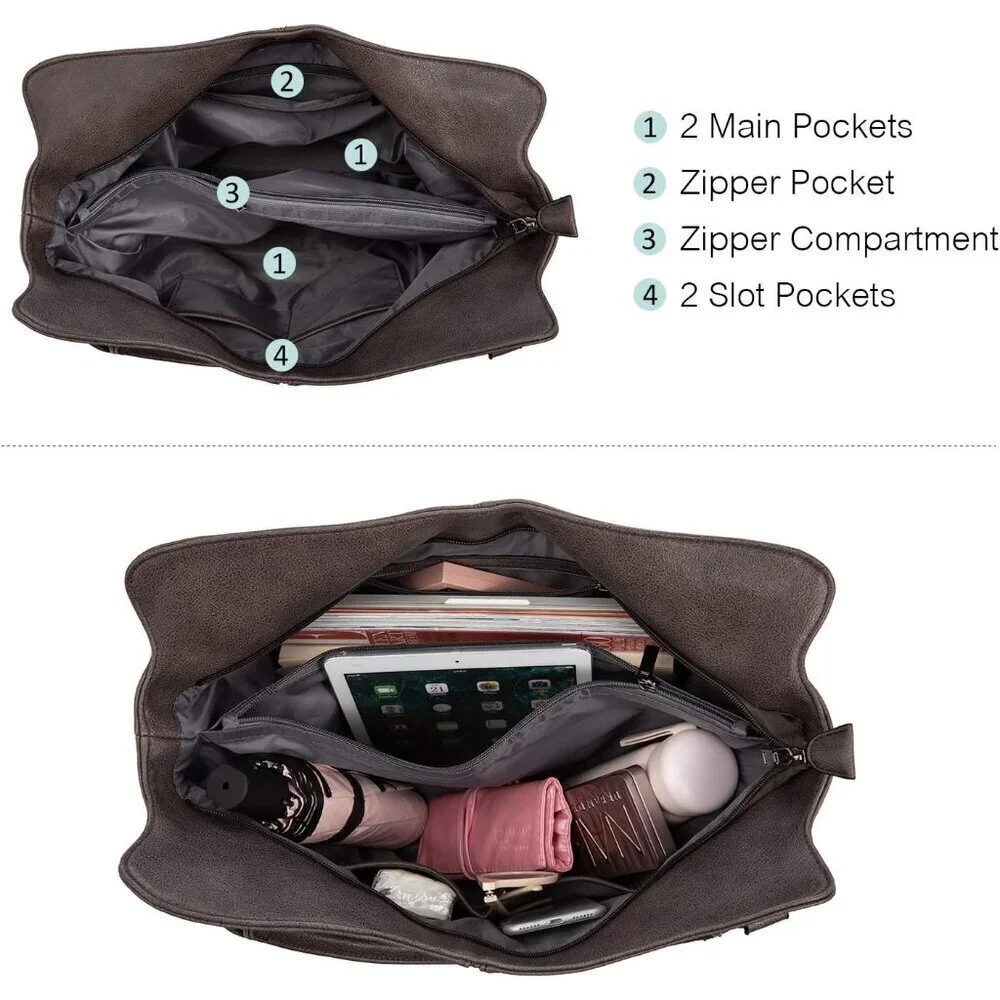 Concealed Carry Hobo Purse Faux Leather Large Capacity Shoulder Bag